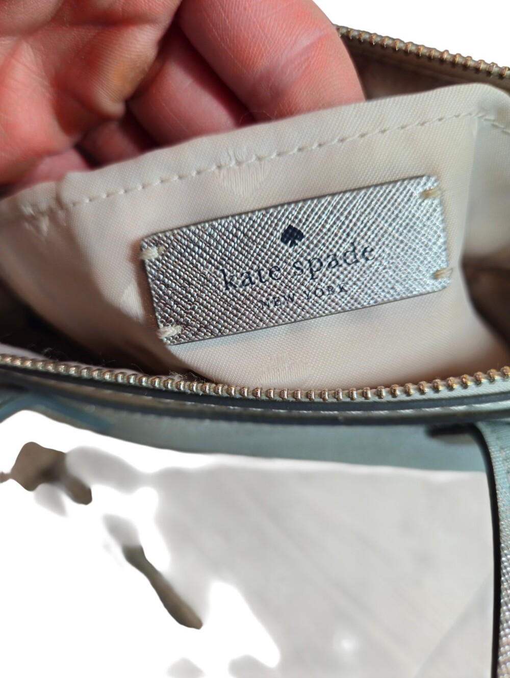 Kate Spade Glimmer Luna Light Silver Glitter Satchel Handbag Purse - Picture 10 of 12